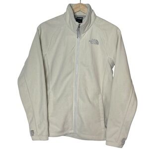 The North Face Fleece Full Zip Mock Neck Jacket Size M Ivory Pockets Outdoor